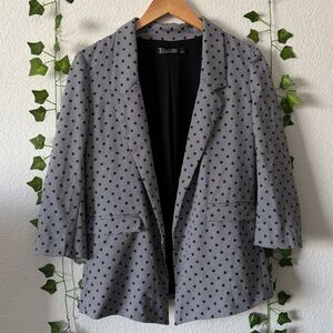 7th Avenue NY & Co Women’s Gray Mixed Print Polka Dot Houndstooth Blazer Size S